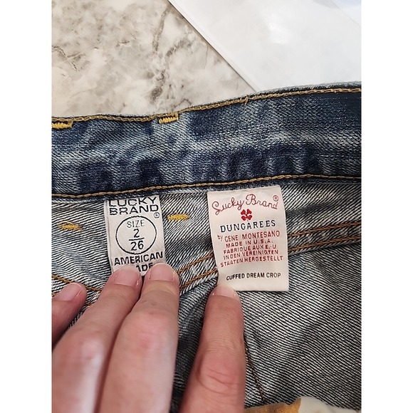 Womens Lucky Brand Dream Cuffed Cropped Blue Jeans sz 2‎ Button Fly - Picture 6 of 7